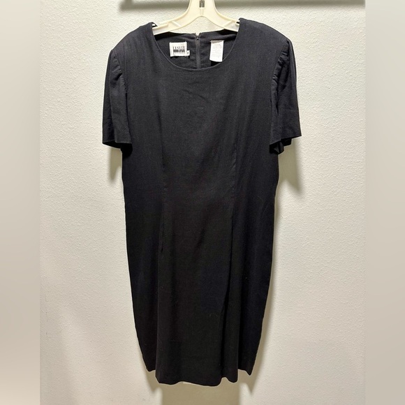 Vintage Leslie Fay ‘Ricky’ Size 16, Black, Midi length Short Sleeve Sheath Dress - Picture 1 of 13